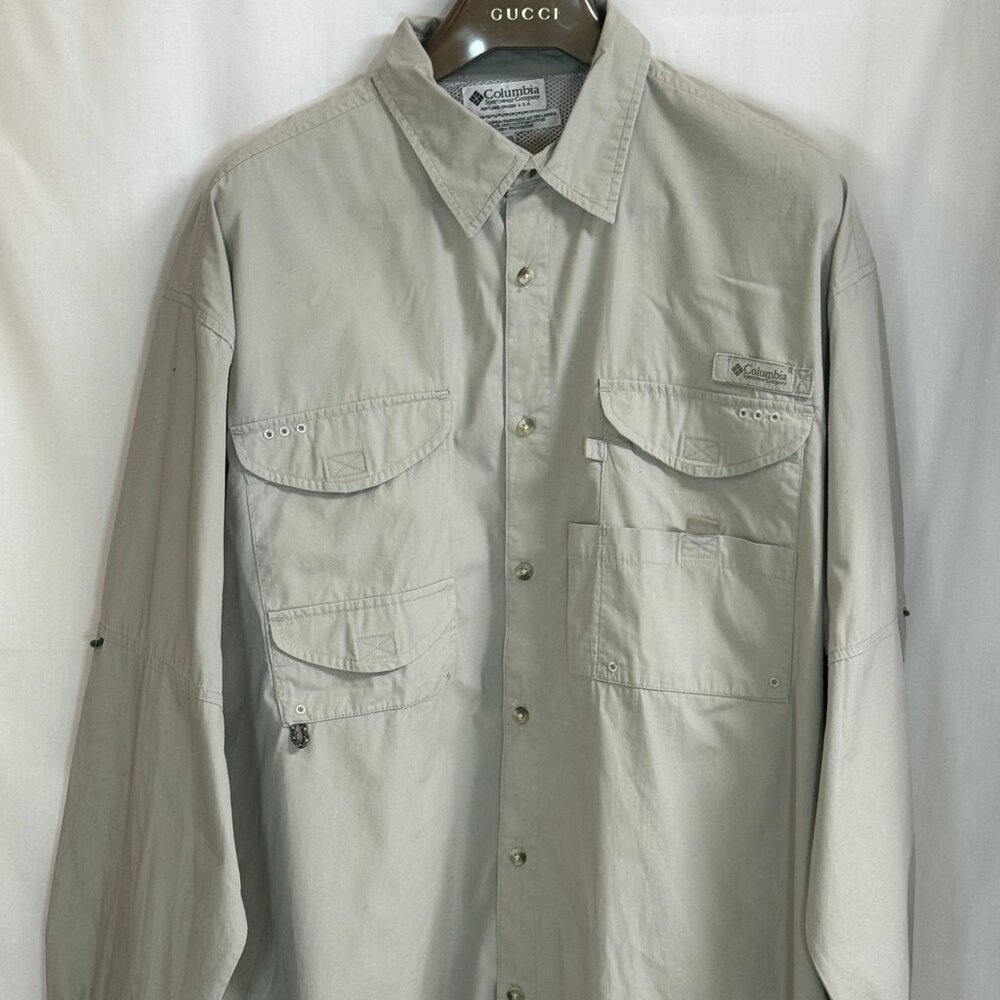 Columbia Men's PFG Bonehead Fishing Vented Long Sleeve Shirt - Fossil - XXL